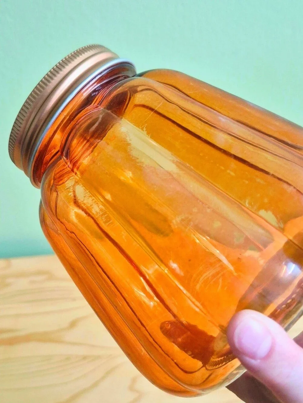 Orange Pumpkin-Shaped Glass Jar